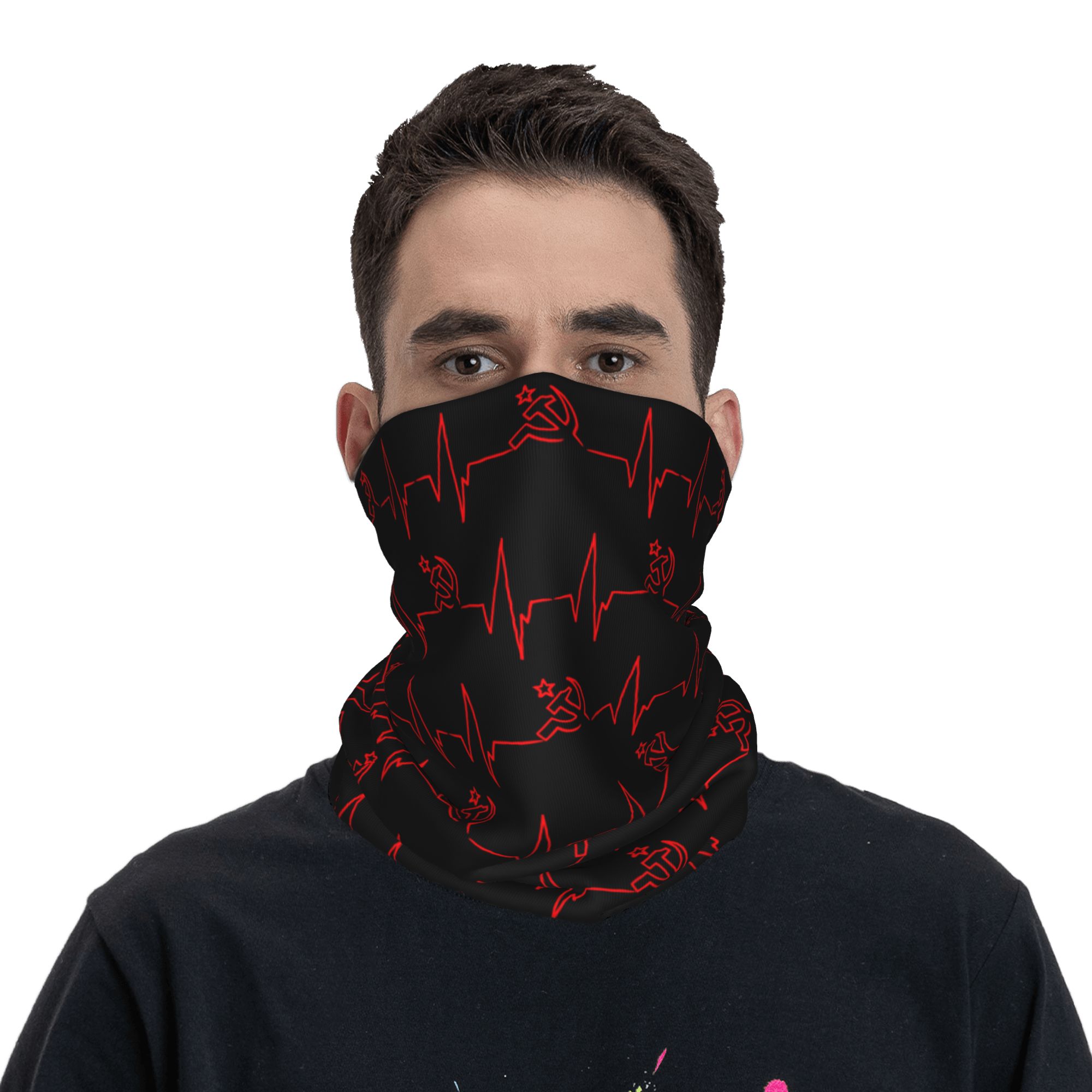 Custom Heartbeat Russian Flag  - مراجعة Neck Gaiter Face Cover وسعره