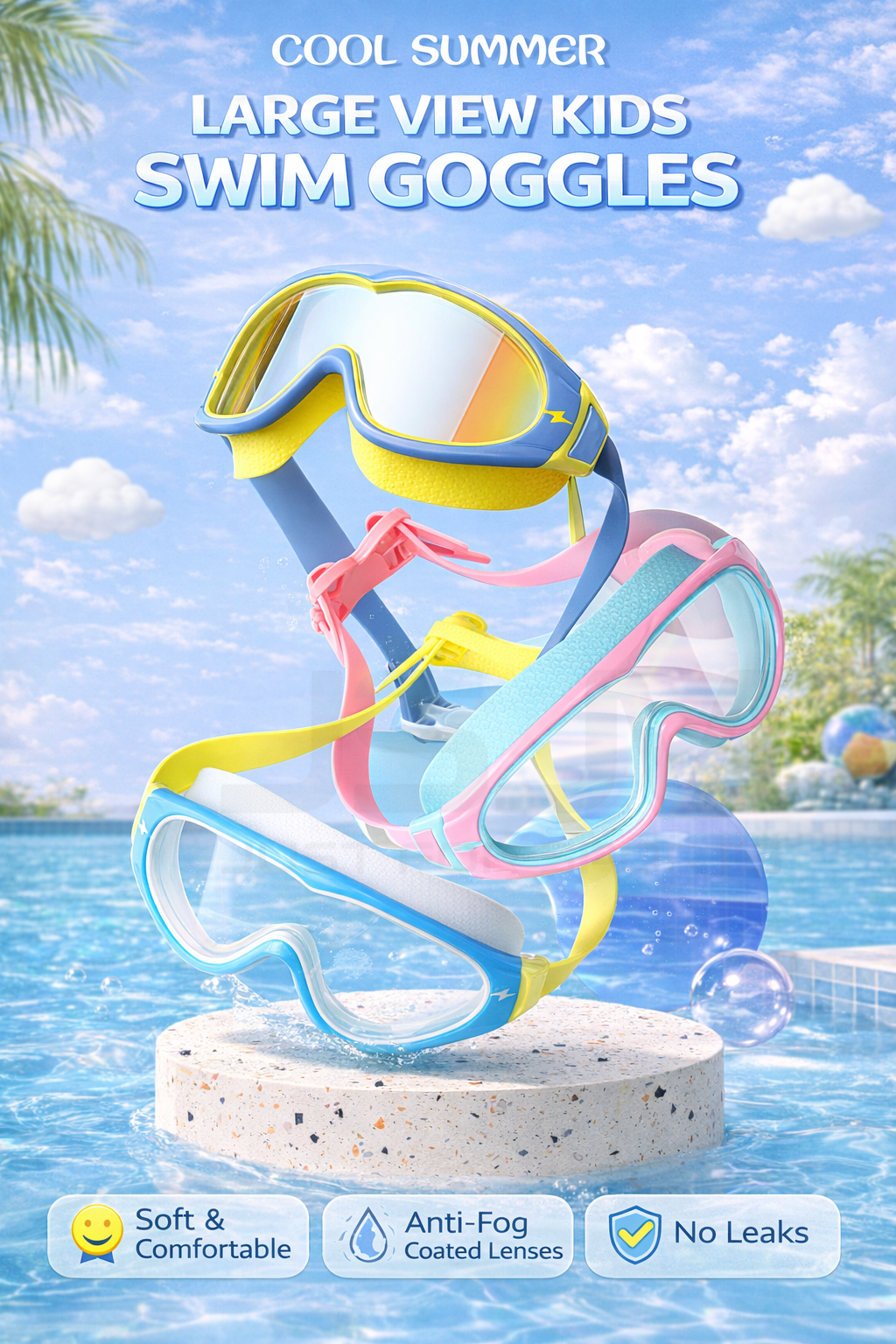 JSJM Kids Swimming Goggles Big - مراجعة Silicone Mask Bracket وسعره