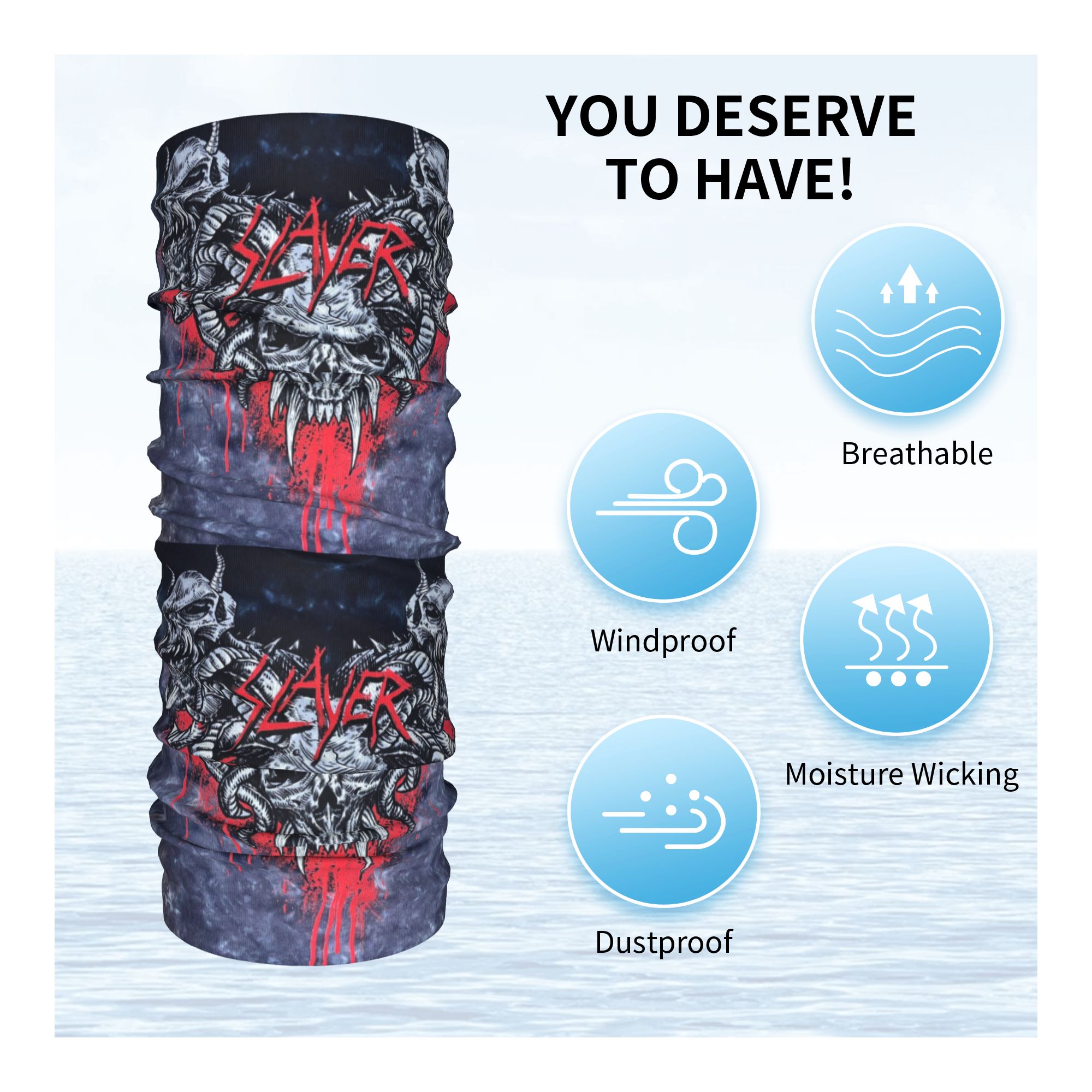 Custom Heavy Metal Rock  Slaye - مراجعة Neck Gaiter Face Cover وسعره