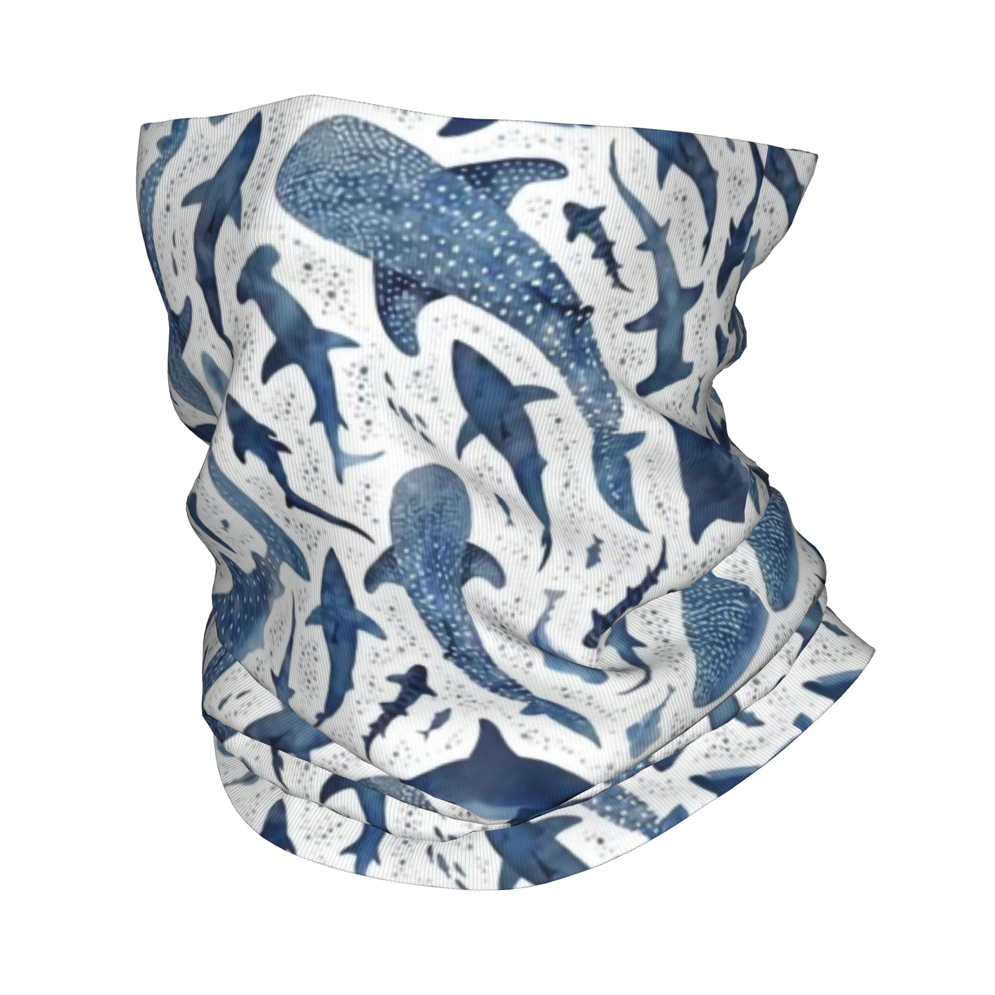 Custom Blue Watercolour Shark  - مراجعة Neck Gaiter Face Cover وسعره