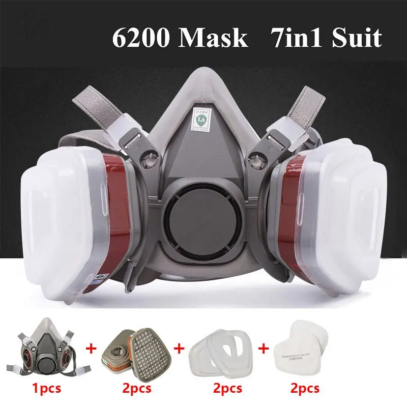 6200 7 in1 Gas Mask Gas-Proof  - مراجعة Respirator Half Face وسعره