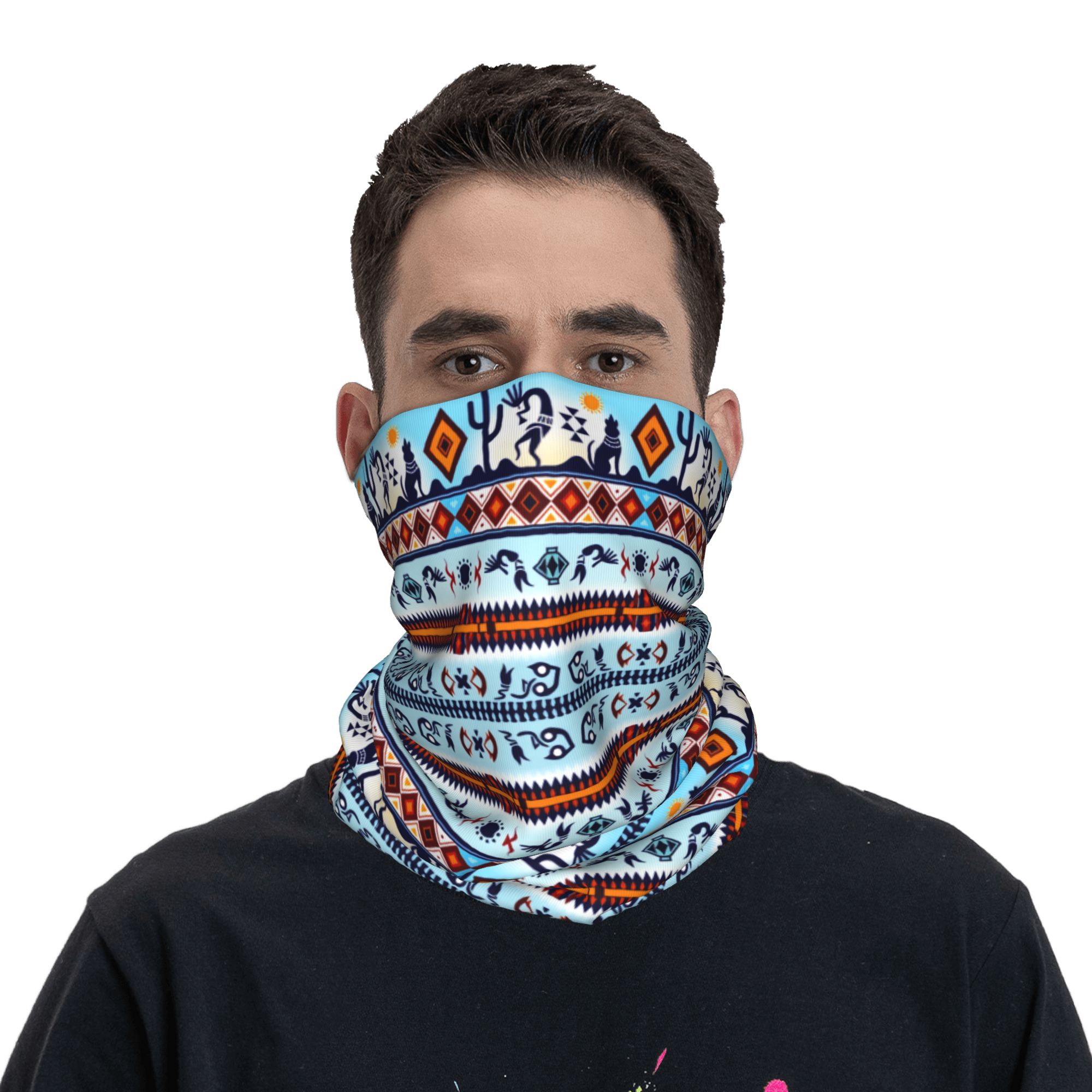 Custom Kokopelli Hohokam Treas - مراجعة Neck Gaiter Face Cover وسعره