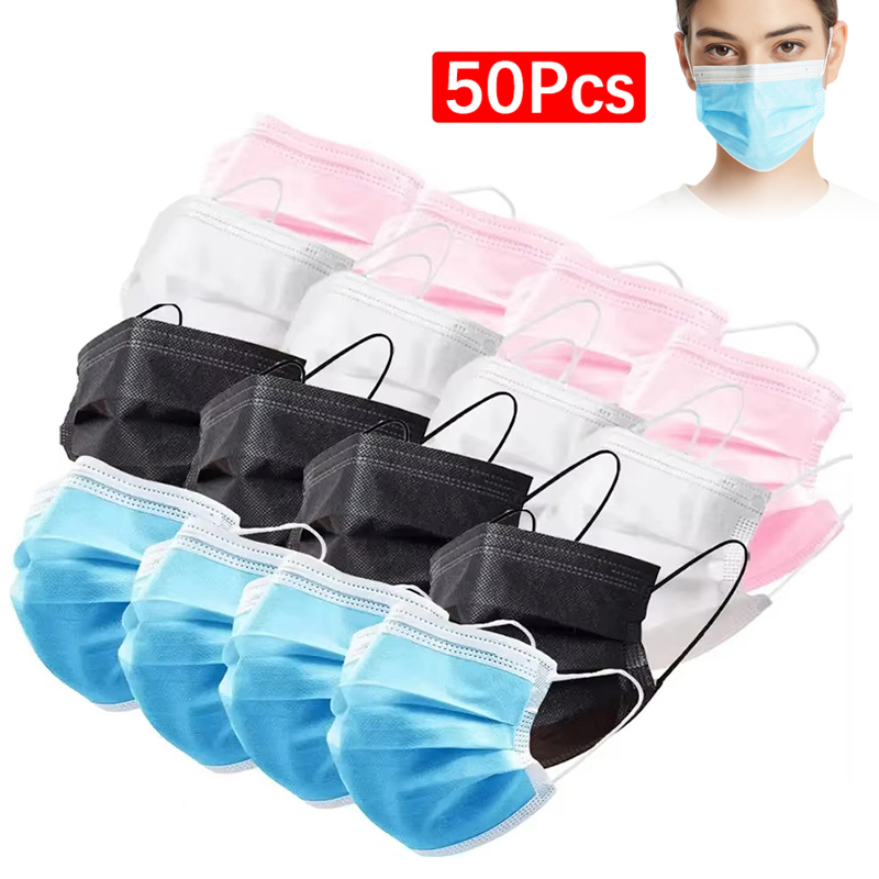 50Pcs 3-layer Mask Face Masks  - مراجعة Disposable Surgical Mask وسعره