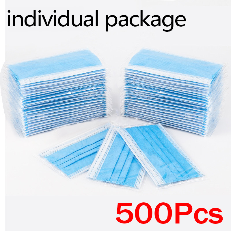 10-500pcs Disposable Adults in - مراجعة Disposable Mask Blue وسعره